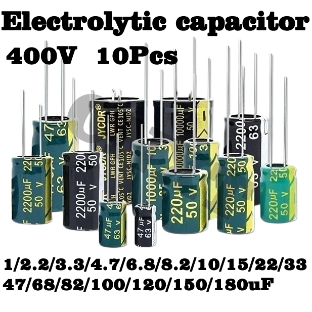 5 ~ 10pcs 400v 1uf 2.2uf 3.3uf 4.7uf 6.8uf 8.2uf 10uf 15uf 22uf 33uf 47uf 68uf 82uf 100uf 120uf 150u