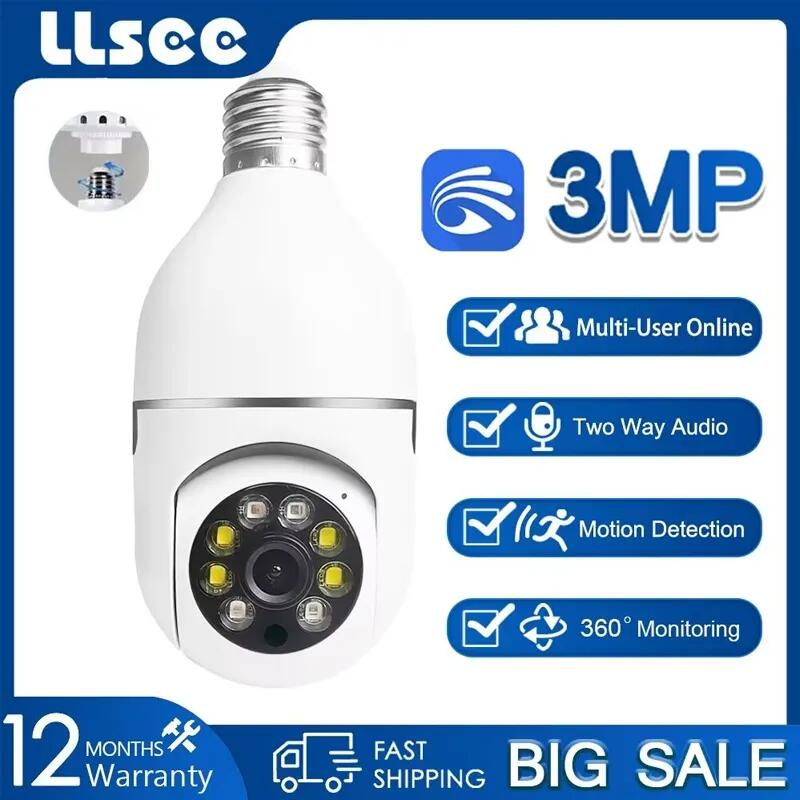 LLSEE YOOSEE Camera wifi không dây trong nhà Mini E27 Bulb với tầm nhìn ban đêm đầy màu sắc Tự động theo dõi cuộc gọi hai chiều