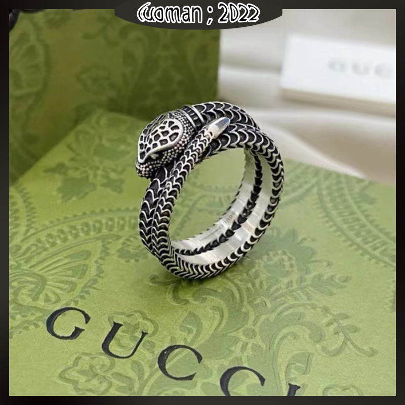 Nhẫn Gucci Hình Rắn Màu Bạc Cá Tính Cho Nam Và Nữ