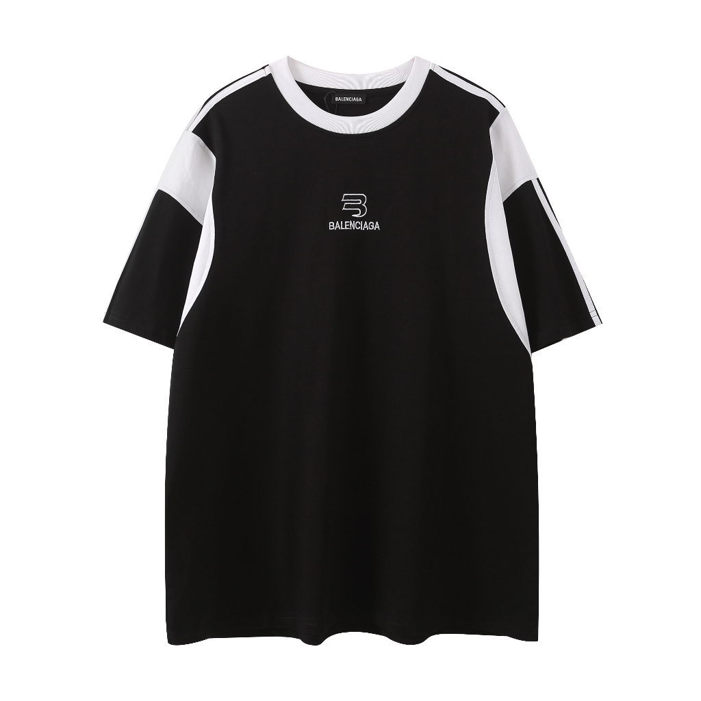 New fashion short-sleeved high-end stitching letters high-density thêu c