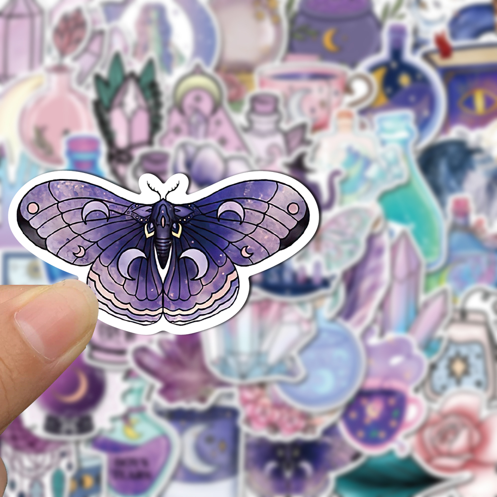 Bộ 50 Miếng Dán Chống Thấm Nước Hình Mặt Trăng Dễ Thương Dùng Trang Trí Điện Thoại / Mũ Bảo Hiểm / Máy Tính