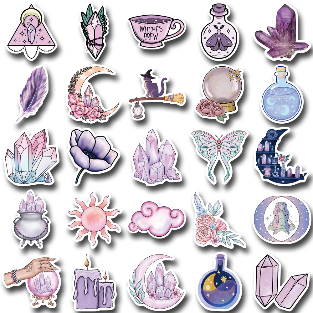 Bộ 50 Miếng Dán Chống Thấm Nước Hình Mặt Trăng Dễ Thương Dùng Trang Trí Điện Thoại / Mũ Bảo Hiểm / Máy Tính