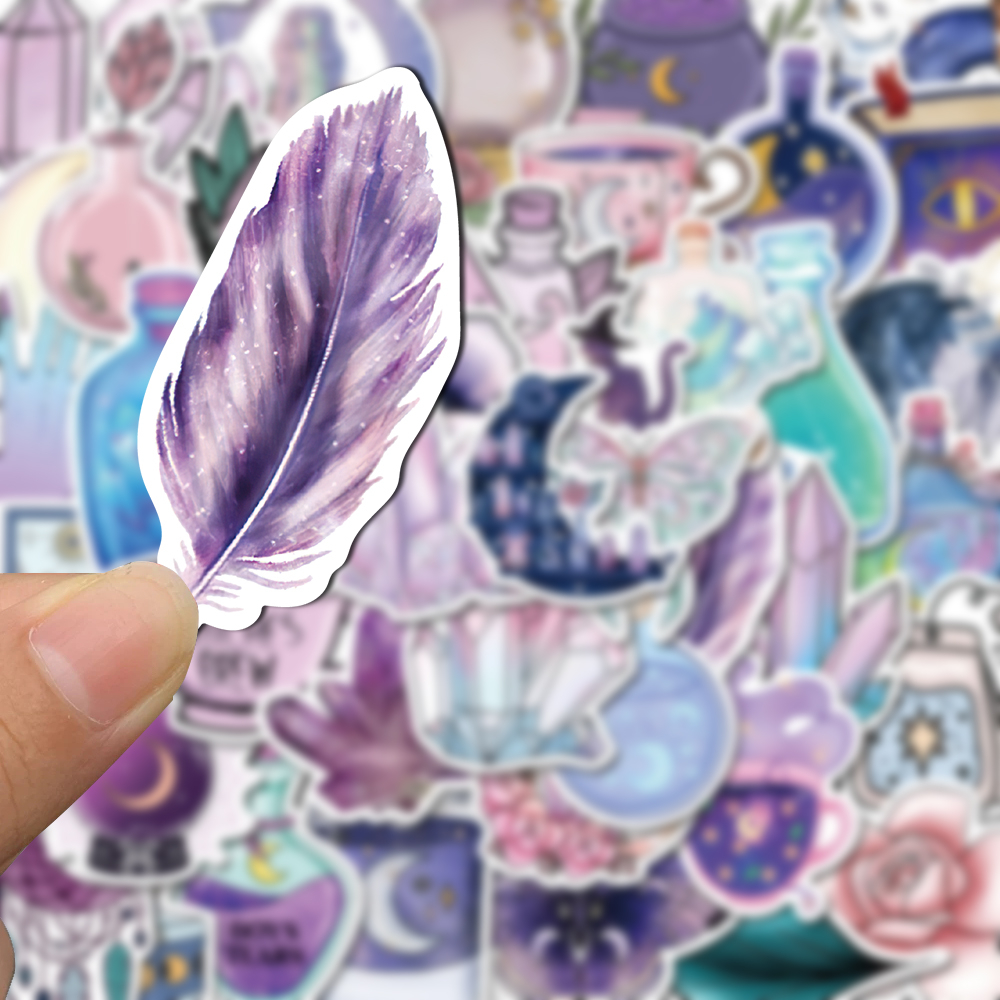 Bộ 50 Miếng Dán Chống Thấm Nước Hình Mặt Trăng Dễ Thương Dùng Trang Trí Điện Thoại / Mũ Bảo Hiểm / Máy Tính