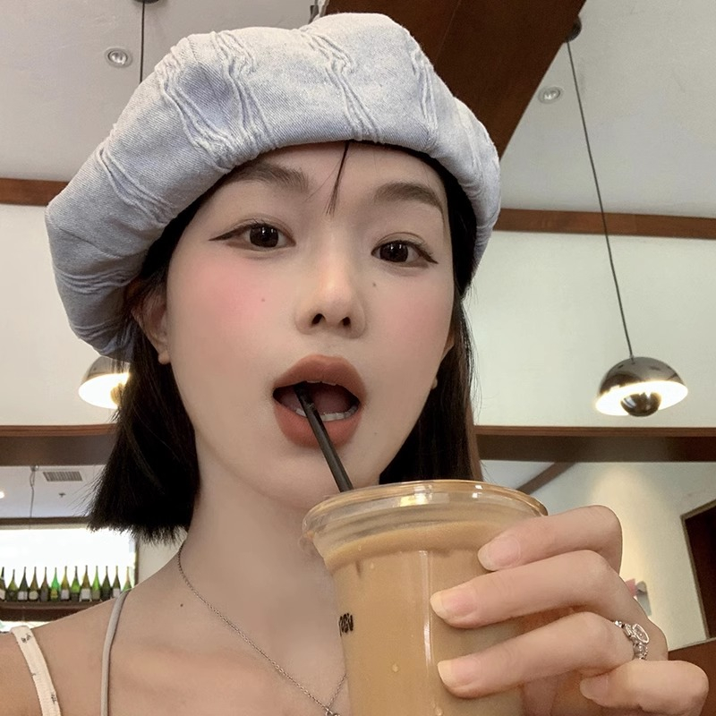 Mũ Beret Vải Denim Phong Cách Retro Nhật Bản Thời Trang Xuân Hè Cho Nữ