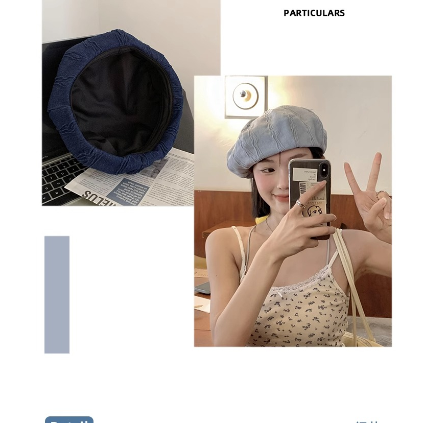 Mũ Beret Vải Denim Phong Cách Retro Nhật Bản Thời Trang Xuân Hè Cho Nữ