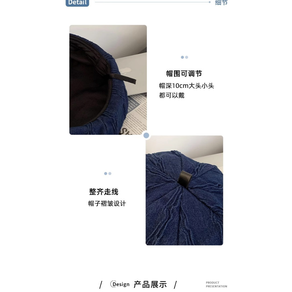 Mũ Beret Vải Denim Phong Cách Retro Nhật Bản Thời Trang Xuân Hè Cho Nữ