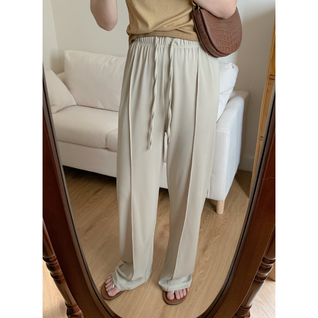 Quần Dài Ống Rộng Lưng Cao Phối Dây Rút Thời Trang Mùa Hè Mới 64604