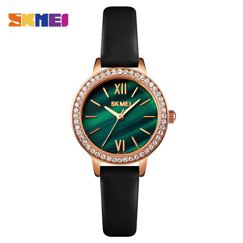 SKMEI 1711 fashion casual ladies quartz watch stone leather strap time display