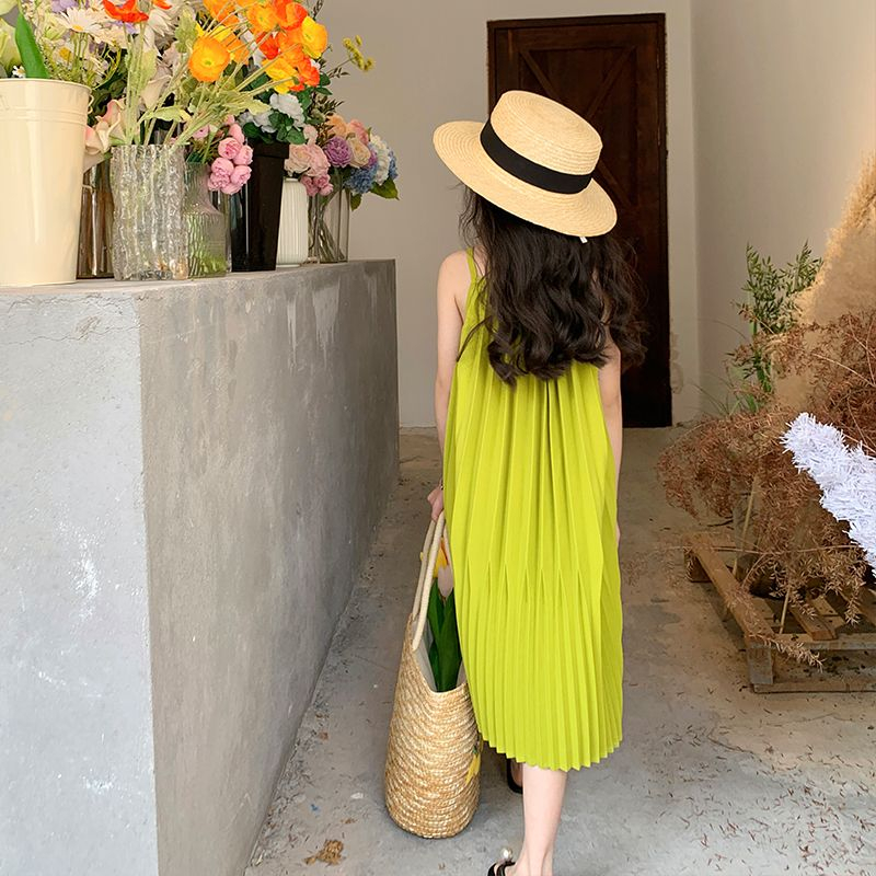 Đầm Hai Dây Mỏng Phong Cách Phương Tây Thời Trang Mùa Hè Mới Cho Bé Gái