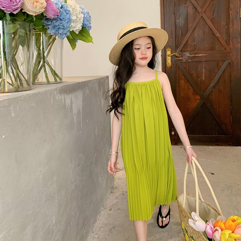 Đầm Hai Dây Mỏng Phong Cách Phương Tây Thời Trang Mùa Hè Mới Cho Bé Gái