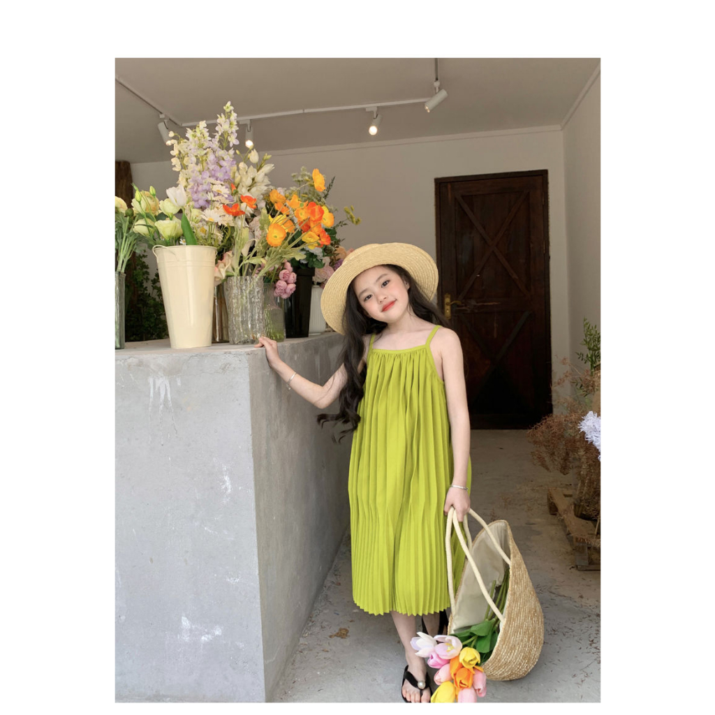 Đầm Hai Dây Mỏng Phong Cách Phương Tây Thời Trang Mùa Hè Mới Cho Bé Gái