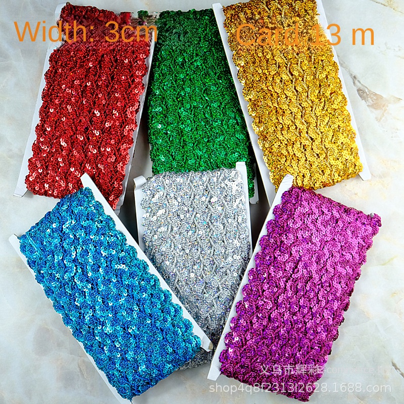 Cuộn Dây Ruy Băng Ren Đính Kim Sa 13M Dùng Trang Trí Thẻ