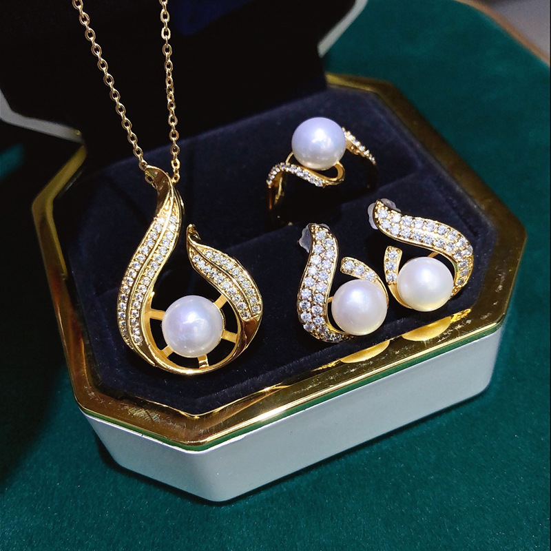 Bộ Trang Sức Ngọc Trai Tự Nhiên Thời Trang Dành Cho Nữ