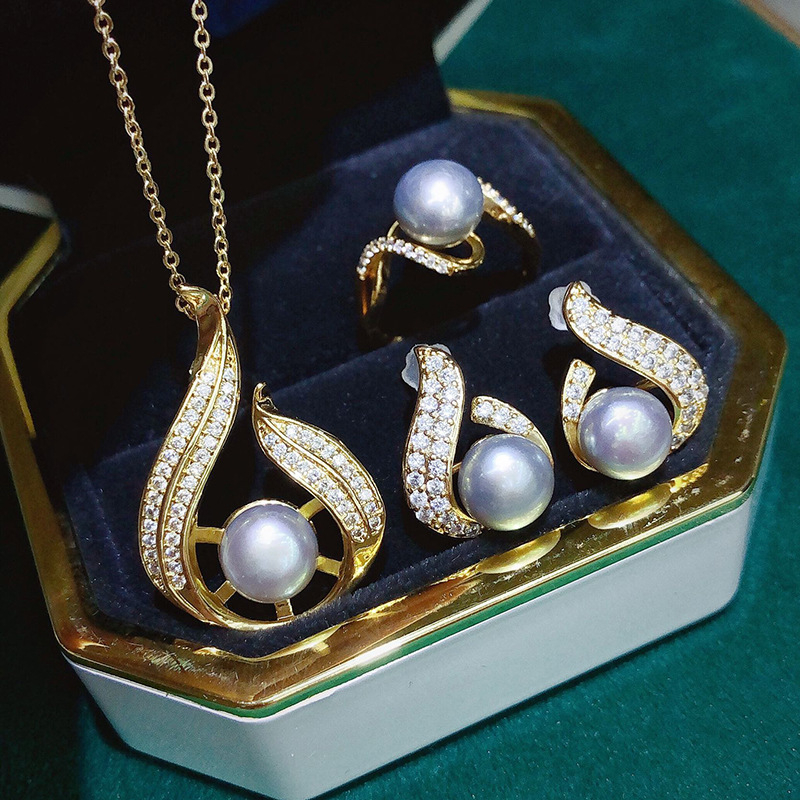 Bộ Trang Sức Ngọc Trai Tự Nhiên Thời Trang Dành Cho Nữ