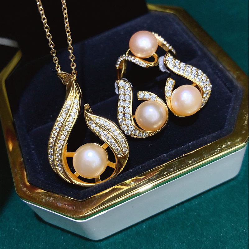 Bộ Trang Sức Ngọc Trai Tự Nhiên Thời Trang Dành Cho Nữ