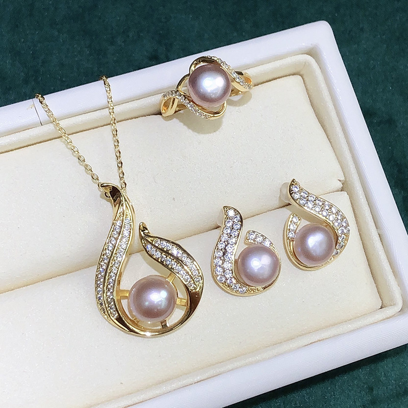 Bộ Trang Sức Ngọc Trai Tự Nhiên Thời Trang Dành Cho Nữ