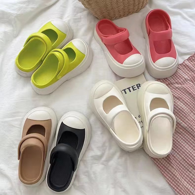 HHH Dép Cross sandal nữ dép đế cao 4cm giày nữ  dép bánh mì Thoải Mái Xinh Xắn B28G0L6