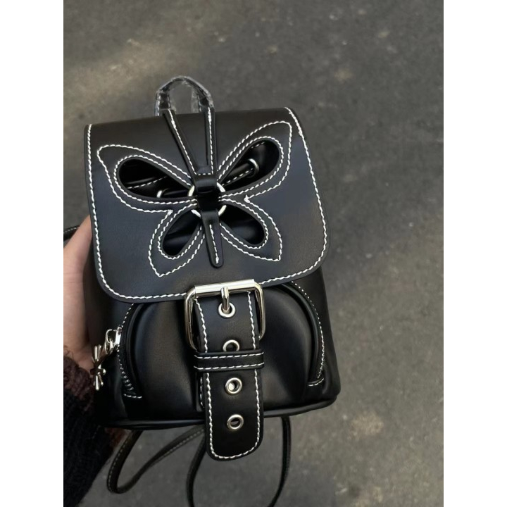 Ba lô mini YADOU hình bướm nơ màu đen phong cách retro Mỹ 2023 thiết kế y2k mới