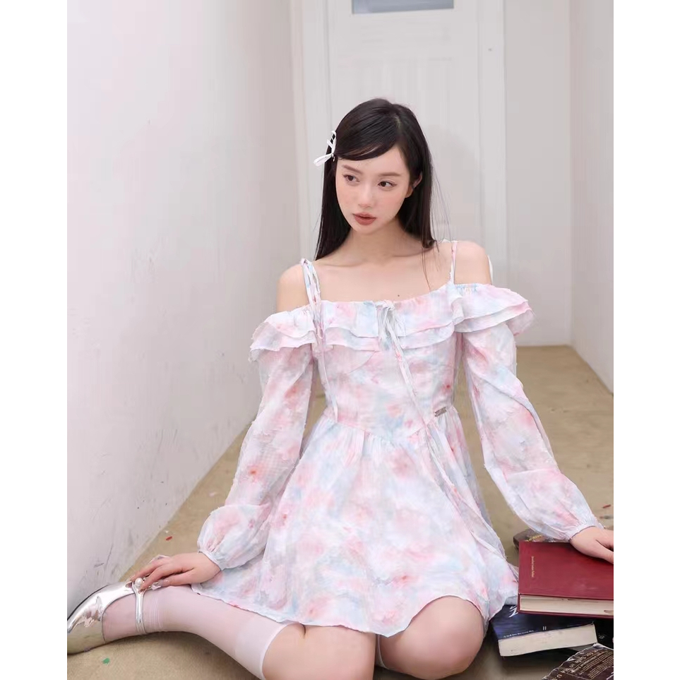 Đầm Hai Dây Ôm Eo Họa Tiết Hoa Phong Cách Pháp Thanh Lịch Kiểu Mới Cho Nữ