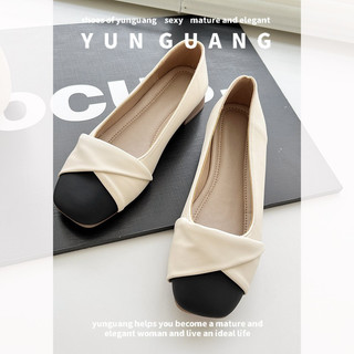 Giày búp bê YUNGUANG gót dày mềm mại phong cách Pháp thời trang xuân thu cho nữ
