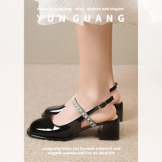 Sandal YUNGUANG cao gót đế dày đính đá thời trang xuân hè cho nữ