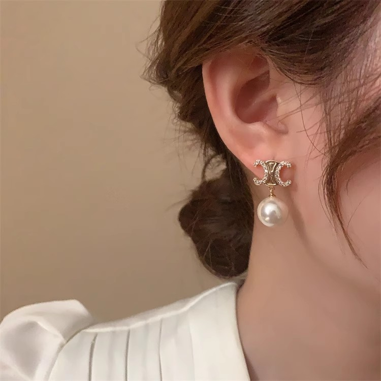 Bông Tai Mạ Vàng Đính Ngọc Trai Sang Trọng Phong Cách Retro