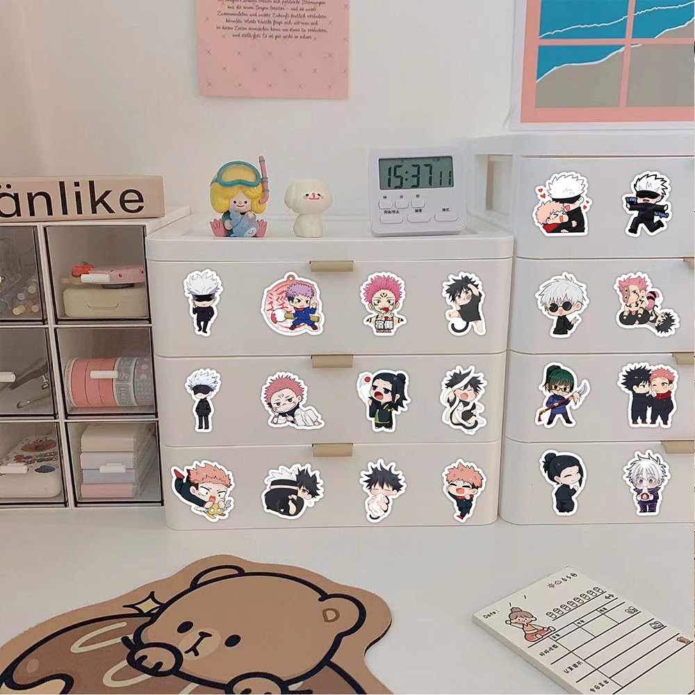 Bộ 60 Hình Dán Jujutsu Kaisen Dễ Thương Trang Trí Điện Thoại, Laptop, Notebook