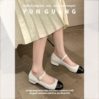 Giày Da Gót Thấp Dày Dặn Phong Cách Pháp Thời Trang Cho Nữ