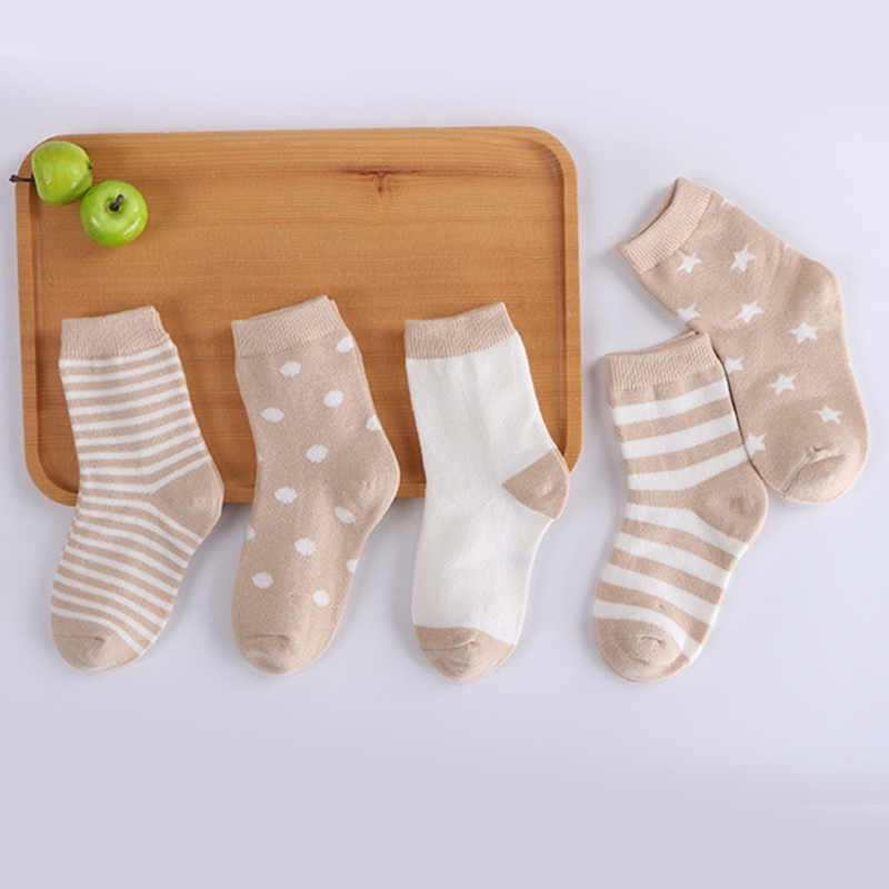 Set 5 Đôi Vớ Cotton Họa Tiết Hoạt Hình Động Vật Dành Cho Bé Sơ Sinh