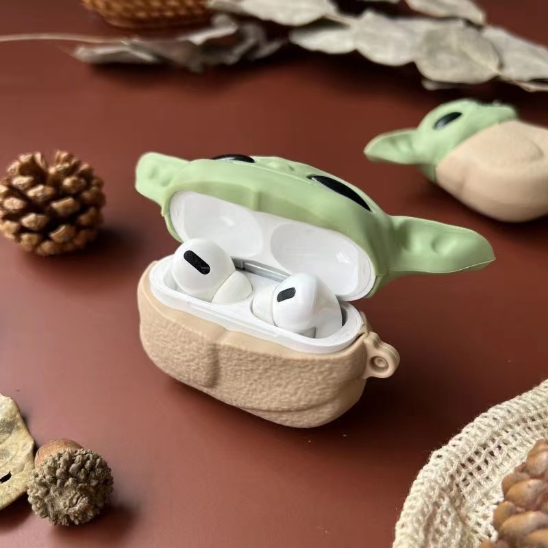 Vỏ Bảo Vệ Hộp Sạc Tai Nghe Airpod 1 2 3 Pro 2 Bằng Silicon Mềm Hình Yoda 3D Sáng Tạo