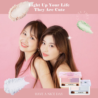 Phấn Bắt Sáng Dạng Lì Màu Đôi Flortte + Phấn Bắt Sáng