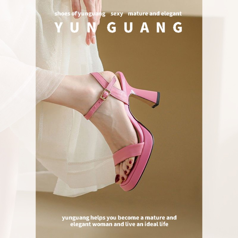 Xăng đan cao gót YUNGUANG 9cm mũi vuông thời trang cho nữ