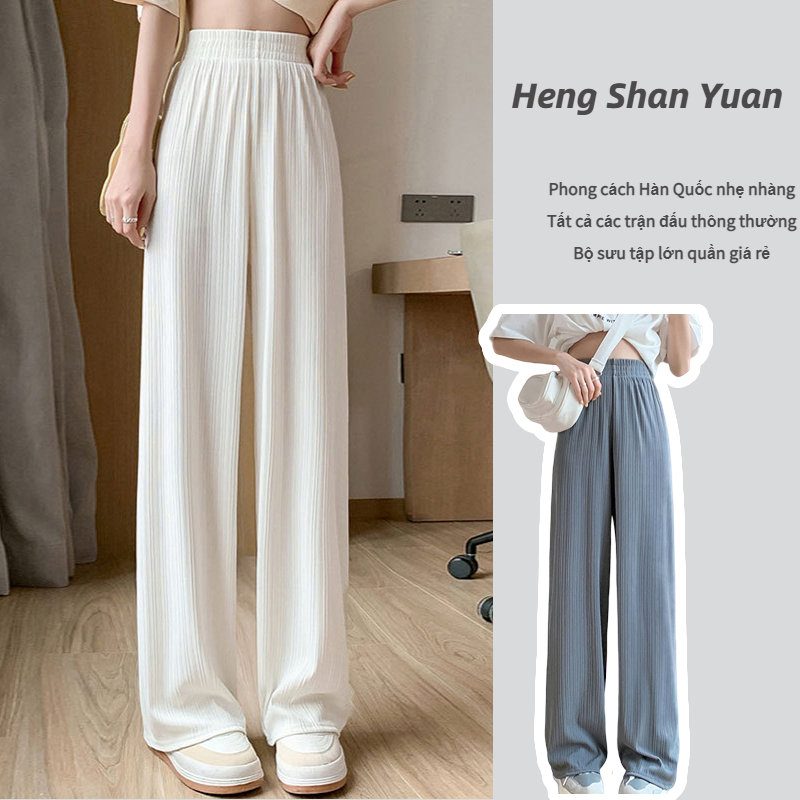 Quần Dài Lưng Cao Ống Rộng Vải chiffon Lụa Lạnh Mỏng Thời Trang Cho Nữ | BigBuy360 - bigbuy360.vn