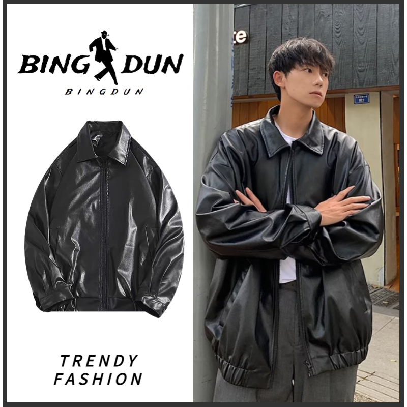Thời trang áo khoác da leather jacket nam form rộng vintage  áo khoác bomber tay da phong cách hàn quốc áo khoác dây kéo unisex