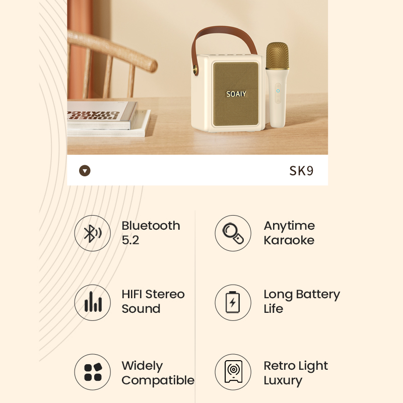 Loa Bluetooth và micro karaoke không dây SOAIY SK9 ca hát ngoài trời cho gia đình | BigBuy360 - bigbuy360.vn