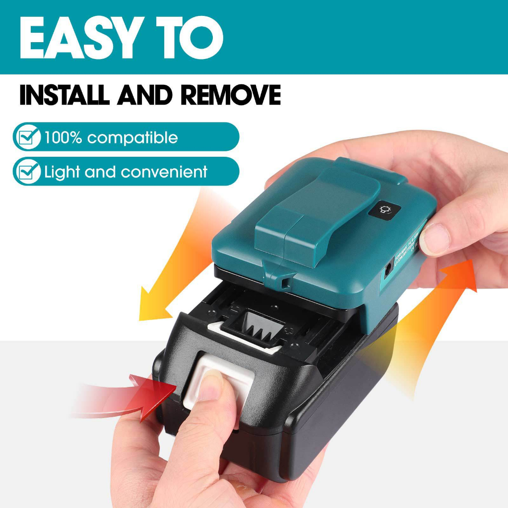 Makita Mới Bộ Chuyển Đổi Pin Đèn LED Hai Cổng USB Cho Dewalt Cho  Milwaukee Cho Black Decker Cho Bosch 18V Li-ion Pin