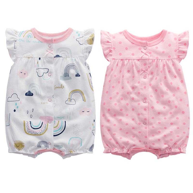 Bộ Áo Liền Quần cotton Ngắn Tay Thời Trang Mùa Hè Cho Bé Sơ Sinh
