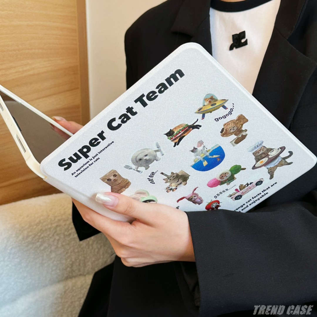 Bao Da Máy Tính Bảng Xoay 360 Độ In Hình Mèo Hoạt Hình Cho iPad 10.2 12.9 11inch 7th 8th 9th Air 1 2 4 5 10th 10.9 Mini 6 Giá Đỡ