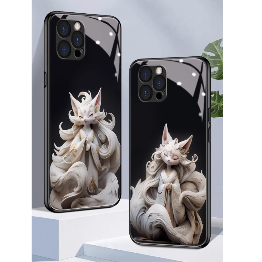Ốp Điện Thoại Mặt Kính Hình Cáo Cho iPhone 11 pro 14 Promax 6s plus 13 12 mini XS max XR 7plus 8 SE X