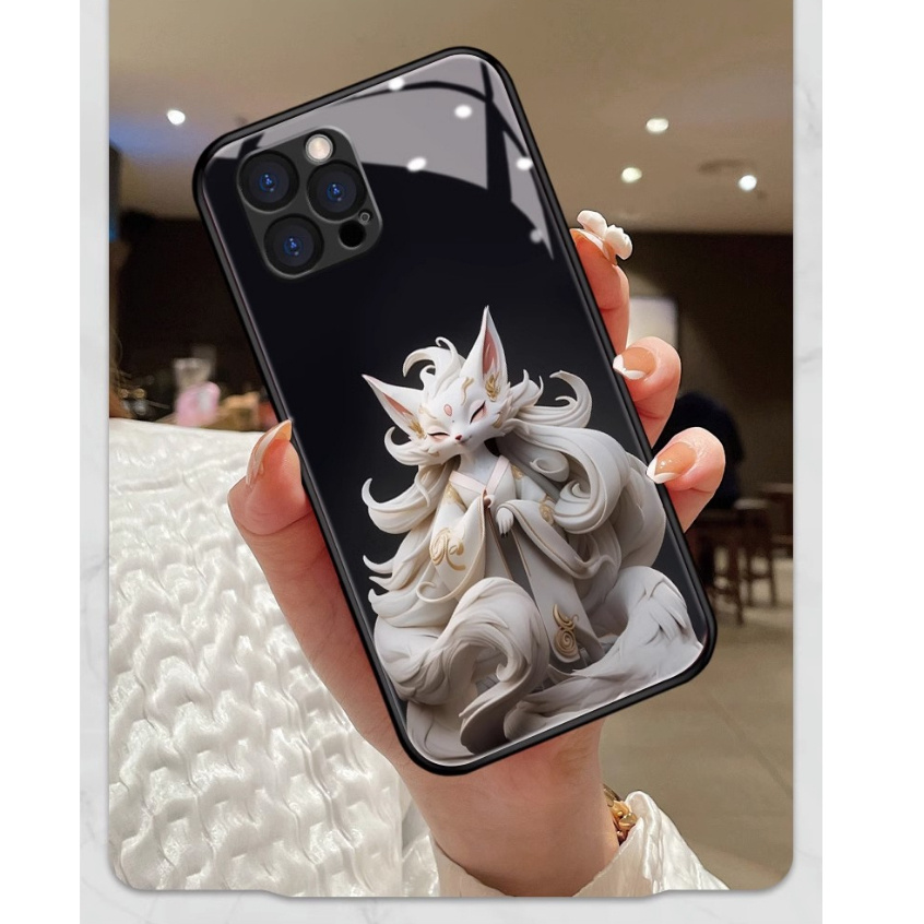 Ốp Điện Thoại Mặt Kính Hình Cáo Cho iPhone 11 pro 14 Promax 6s plus 13 12 mini XS max XR 7plus 8 SE X