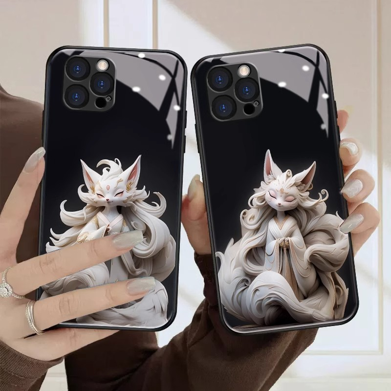 Ốp Điện Thoại Mặt Kính Hình Cáo Cho iPhone 11 pro 14 Promax 6s plus 13 12 mini XS max XR 7plus 8 SE X