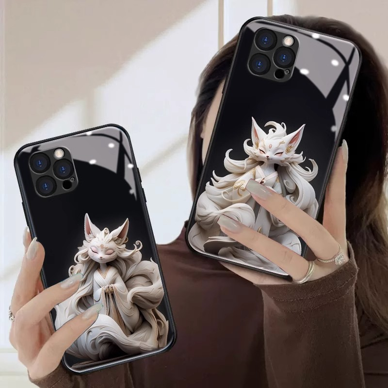 Ốp Điện Thoại Mặt Kính Hình Cáo Cho iPhone 11 pro 14 Promax 6s plus 13 12 mini XS max XR 7plus 8 SE X