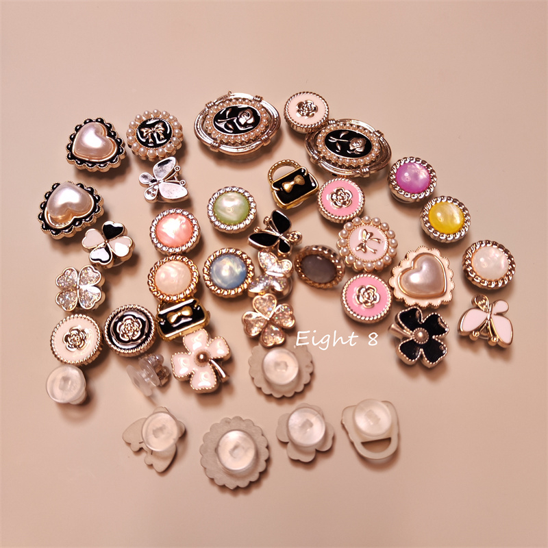 Ghim Cài Áo Hình Cỏ Ba Lá Đính Hạt Ngọc Trai / Hoa Bằng Kim Loại Dùng Trang Trí DIY #COD