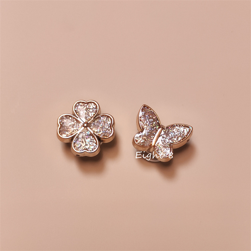 Ghim Cài Áo Hình Cỏ Ba Lá Đính Hạt Ngọc Trai / Hoa Bằng Kim Loại Dùng Trang Trí DIY #COD