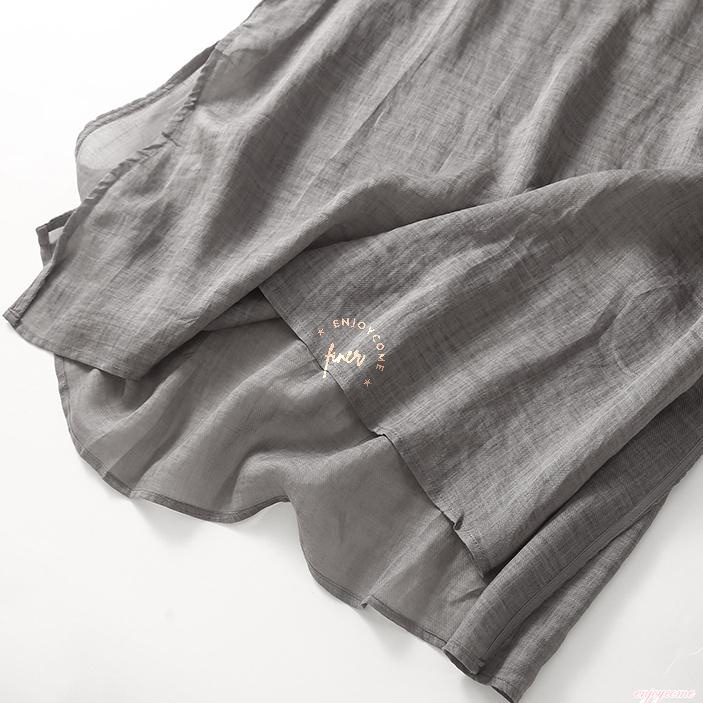 Đầm cotton Lanh Dài Vừa Dáng Rộng Xẻ Tà Thêu Họa Tiết Mùa Hè