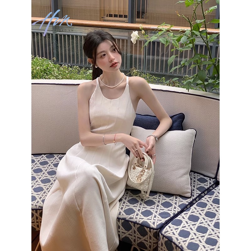 Đầm Hai Dây Dáng Dài Ôm Eo Màu Xanh Lá Thời Trang Mùa Hè Cho Nữ