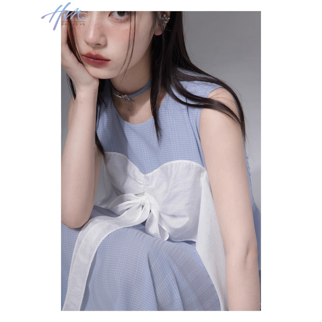 Đầm Không Tay Màu Sắc Tương Phản Thời Trang Mùa Hè