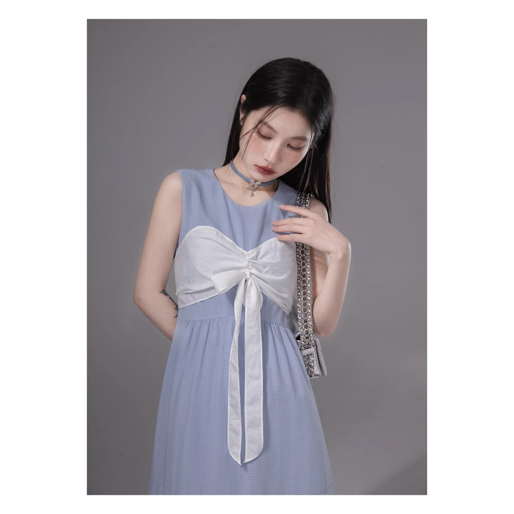 Đầm Không Tay Màu Sắc Tương Phản Thời Trang Mùa Hè