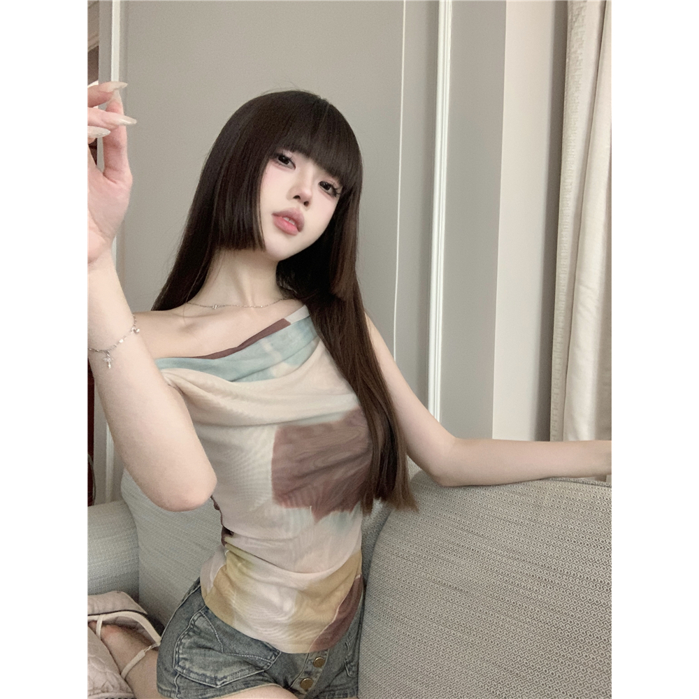 Áo Thun Không Tay Nhuộm Màu Phong Cách LALISAS Quyến Rũ Dành Cho Nữ