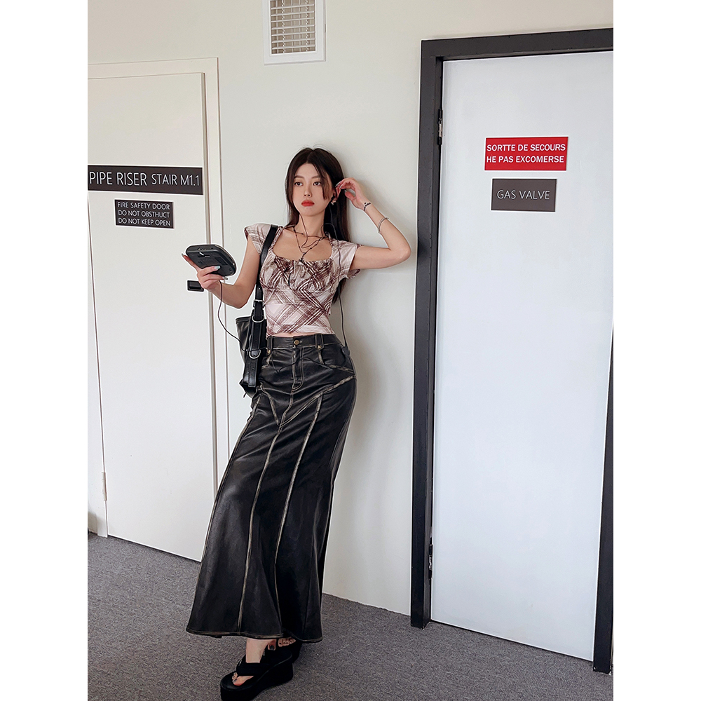 Áo Thun Tay Ngắn Cổ Vuông Phối Dây Rút Thời Trang Dành Cho Nữ